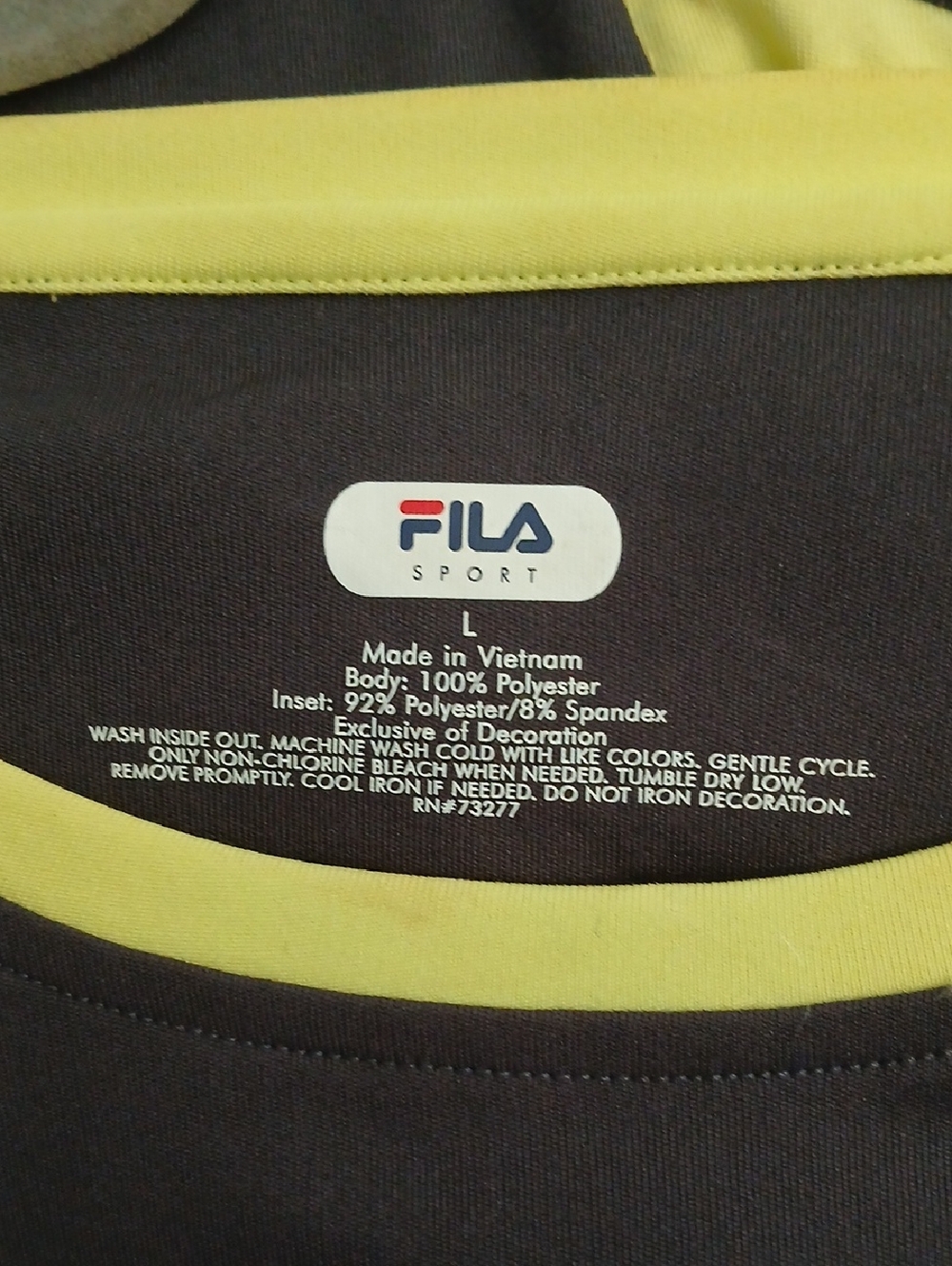 FILA Women's Athletic Tee in Charcoal & Pale Yellow - Picture 5 of 5